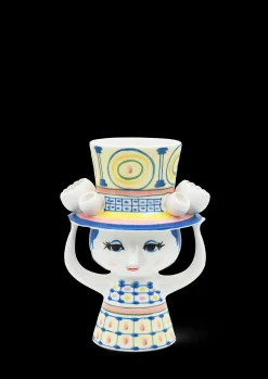 Clearance Bjørn Wiinblad Lady with hat Vase H20.5 cm blå | Køb nu