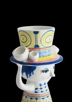 Clearance Bjørn Wiinblad Lady with hat Vase H20.5 cm blå | Køb nu