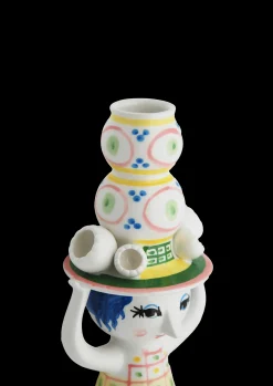 Outlet Bjørn Wiinblad Lady with hat Lysestage H16 cm pink | Køb nu