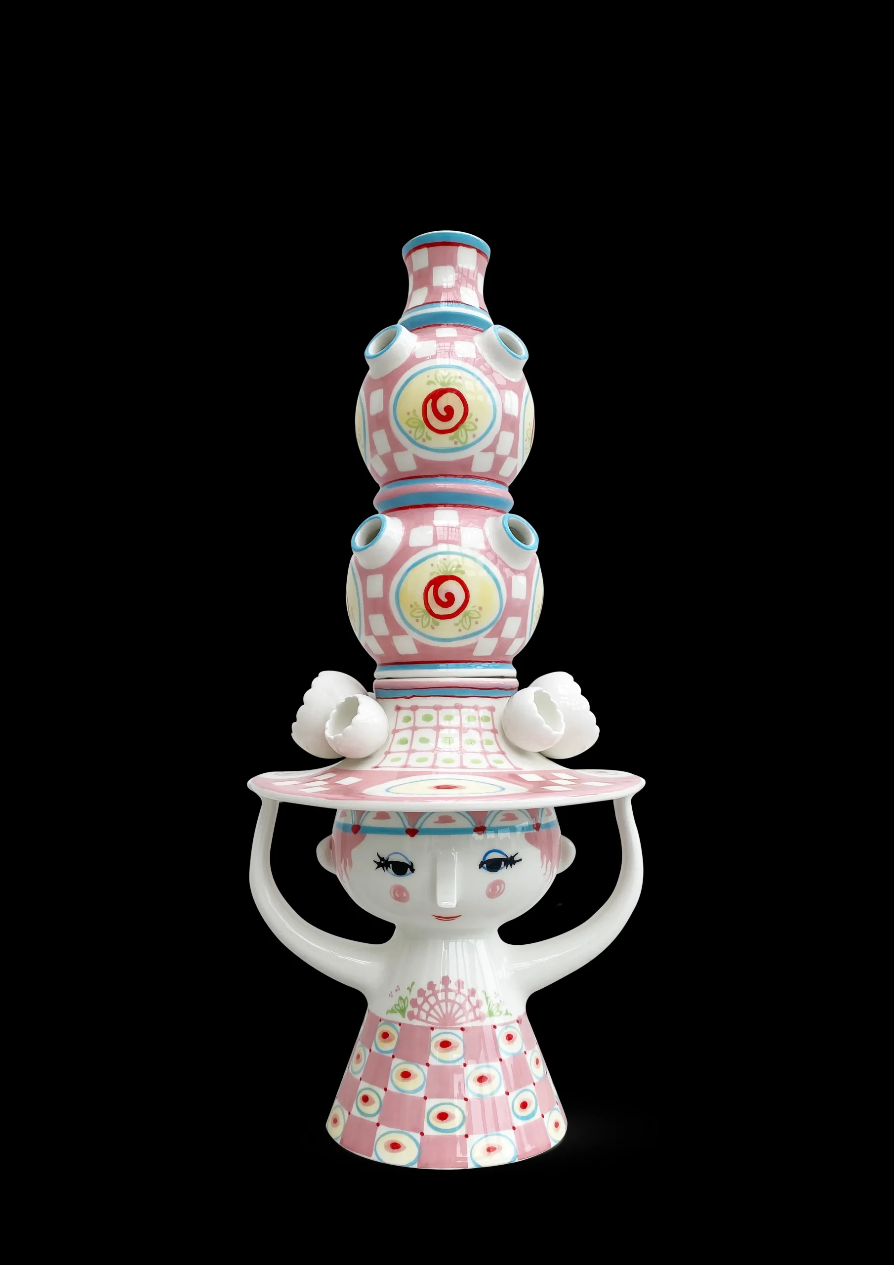 Online Bjørn Wiinblad Vase H50 cm i rosa fra serien Lady with hat