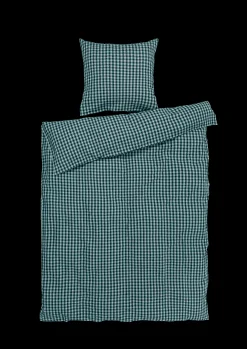 New JUNA Bæk&Bølge Sengetøj 150x210 cm grøn/lys blå SE | Køb nu