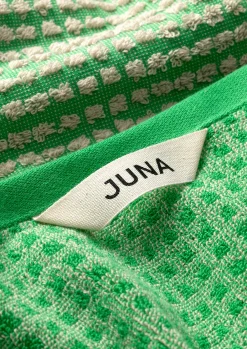 New JUNA Check Håndklæde 70x140 cm grøn/sand | Køb her