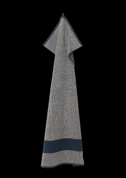 JUNA Check Håndklæde 70x140 cm mørk blå/sand | Køb her