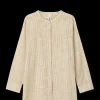 Clearance JUNA Monochrome Lines Ida shirt XS okker/hvid | Køb her