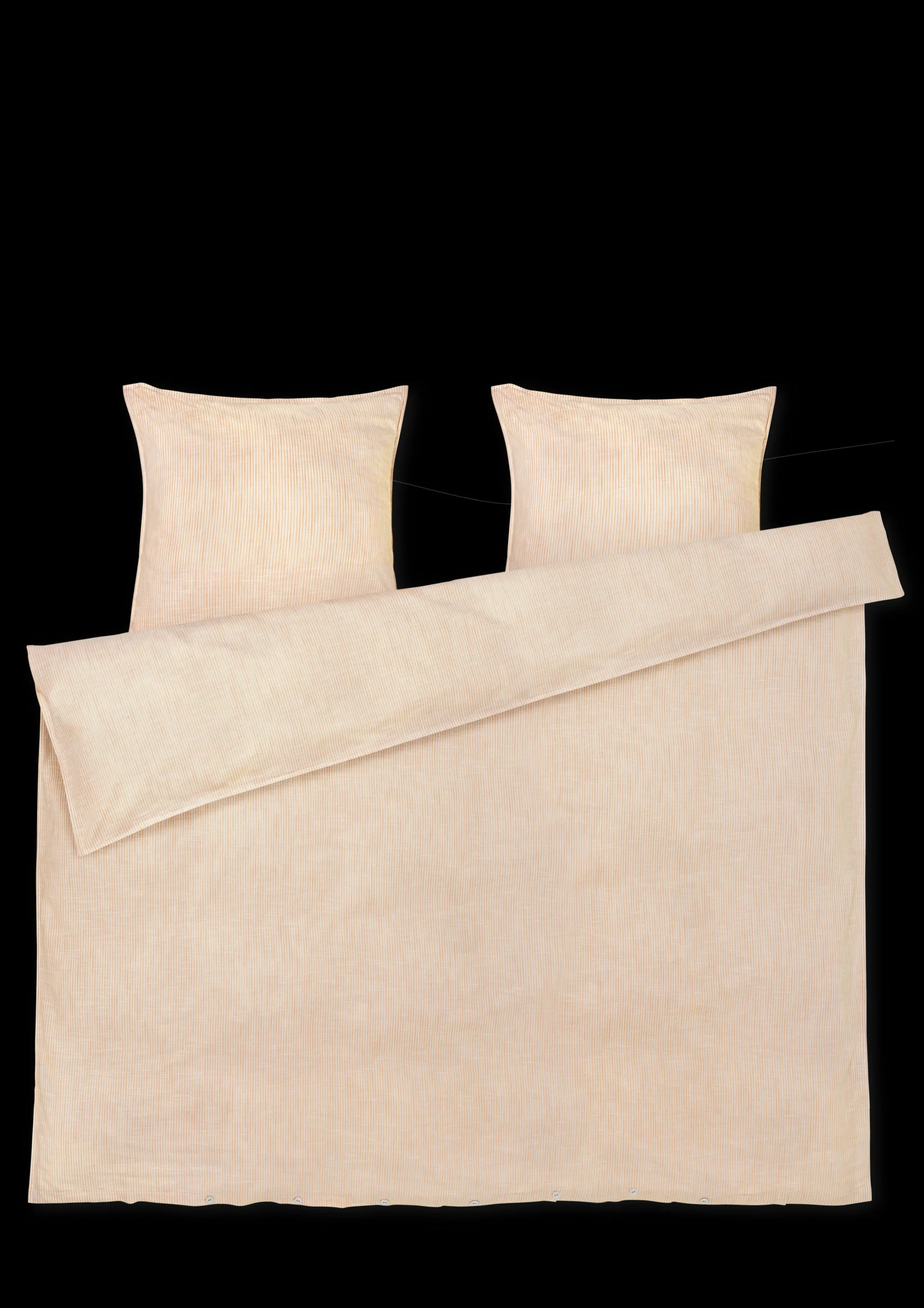 Sale JUNA Monochrome Lines Sengetøj 200x220 cm okker/hvid