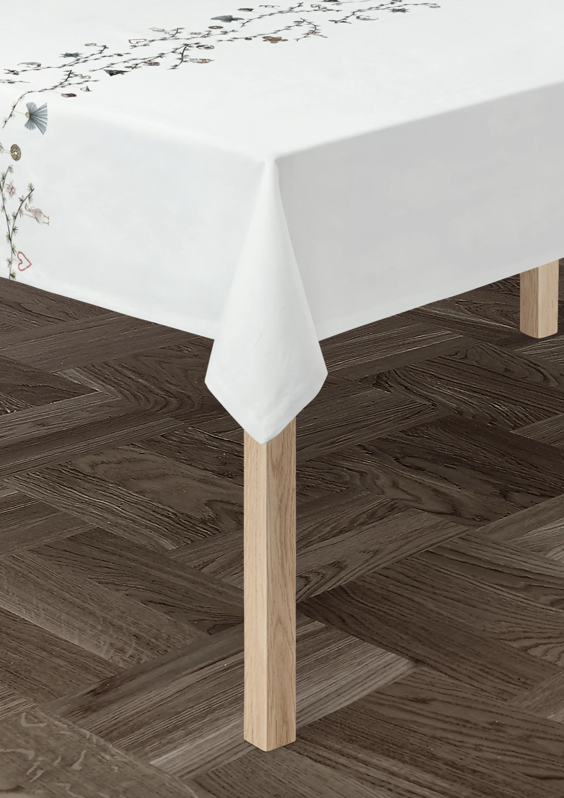 New Kähler Hammershøi Christmas Dug 150x320 cm hvid m. deko