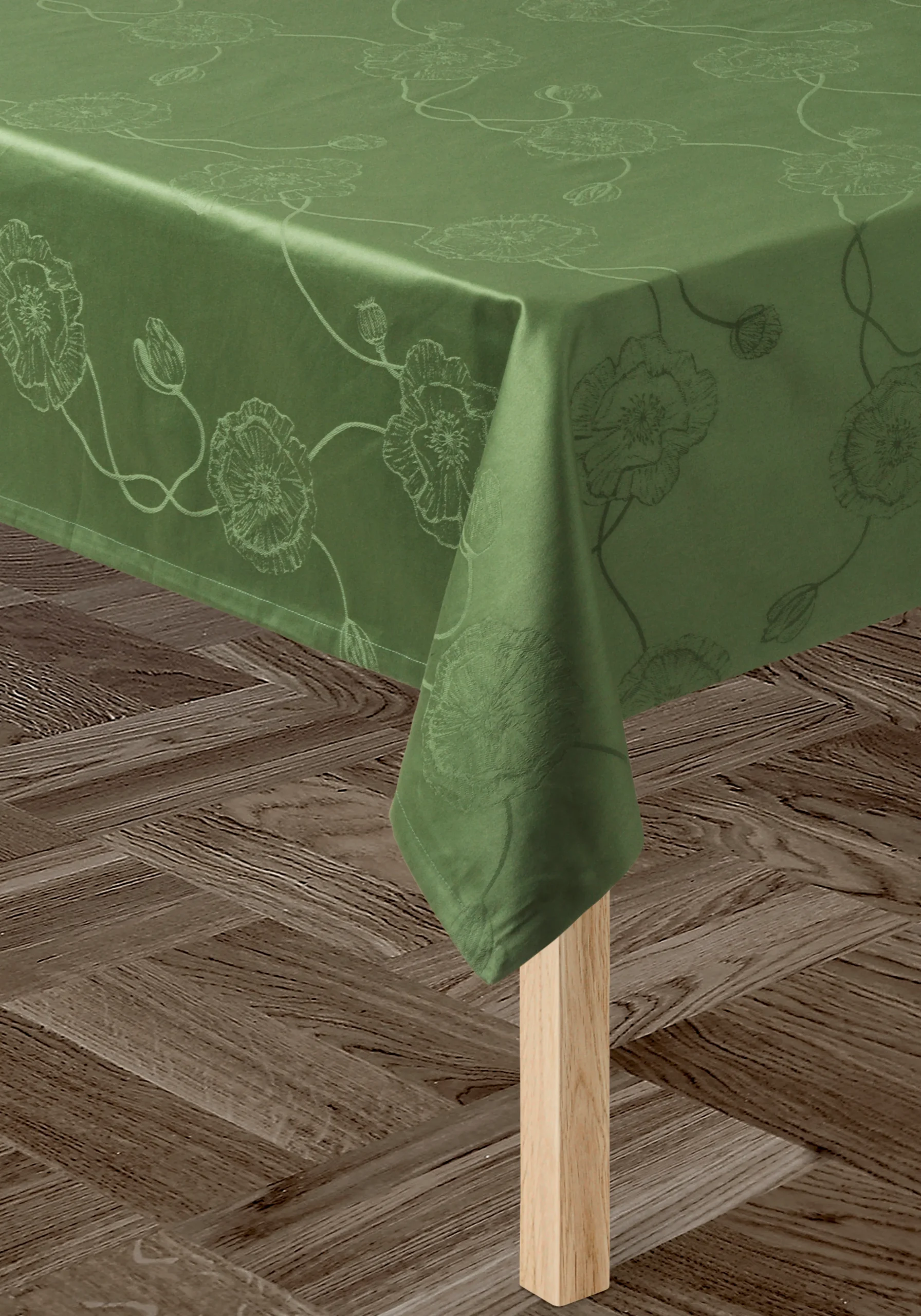 New Kähler Hammershøi Poppy Damaskdug 150x370 cm grøn | Køb her