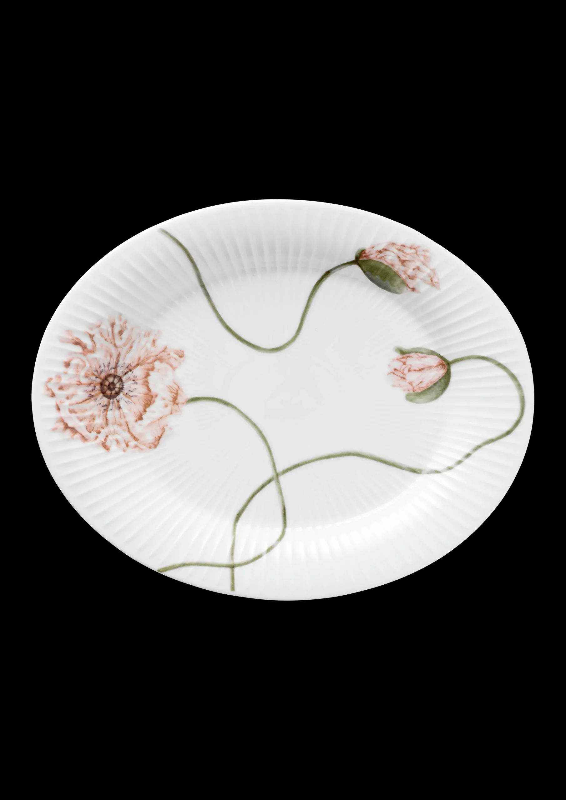 Sale Kähler Hammershøi Poppy Ovalt bordfad 22.5x28.5 hvid m. deko