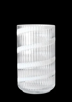 Hot Lyngby Porcelæn Lyngby Vase H25 cm swirl hvid mundblæst glas