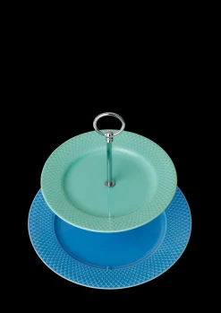 Clearance Lyngby Porcelæn Rhombe Color Etagere Ø27 blå/grøn | Køb her
