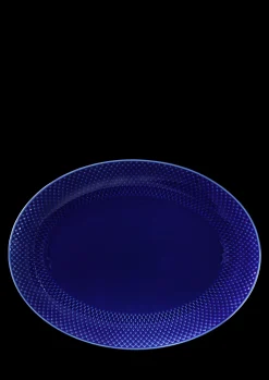 Best Lyngby Porcelæn Rhombe Color Ovalt serveringsfad mørk blå
