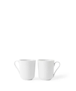 Online Lyngby Porcelæn Rhombe Krus med hank 33 cl hvid 2 stk.