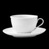 Hot Lyngby Porcelæn Rhombe Tekop m. underkop 24 cl hvid