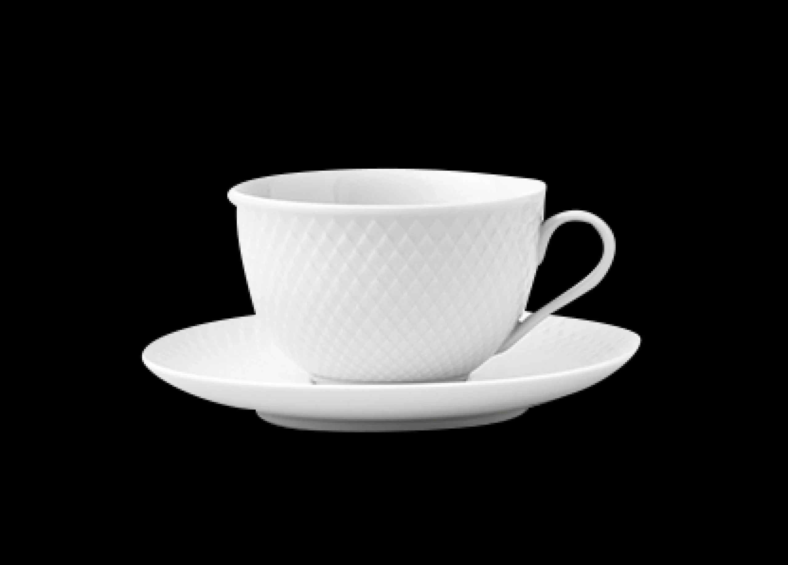 Hot Lyngby Porcelæn Rhombe Tekop m. underkop 24 cl hvid